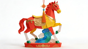 彩纸立体马匹装饰工艺品