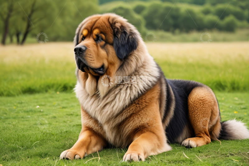 高清大图下载【趣麦麦图】草地上趴着的大型宠物狗