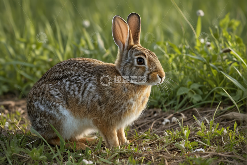 高清大图下载【趣麦麦图】草地上的野兔特写