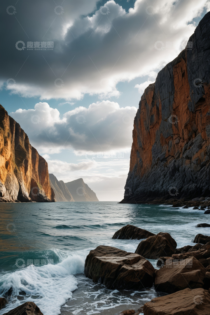 高清大图下载【趣麦麦图】海岸边的岩石与壮阔海景