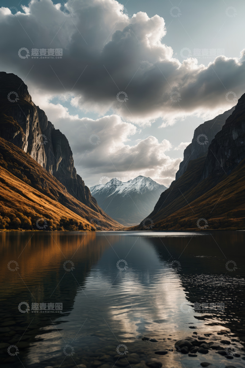 高清大图下载【趣麦麦图】山水间宁静湖泊自然风光