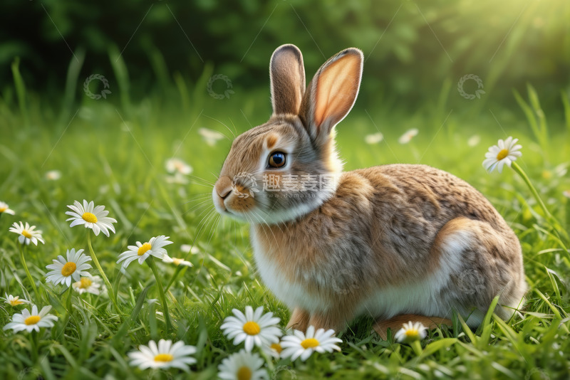 高清大图下载【趣麦麦图】草地上的兔子特写
