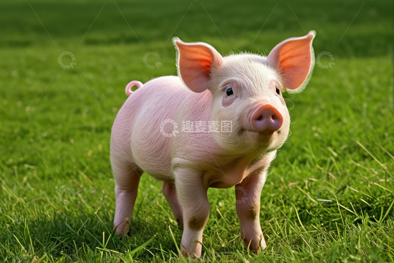 高清大图下载【趣麦麦图】草地上站立的小猪