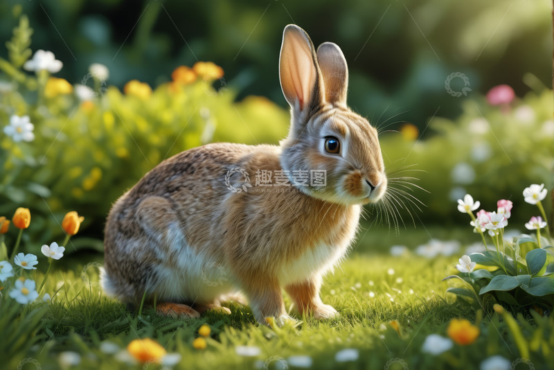 高清大图下载【趣麦麦图】草地上的野兔特写