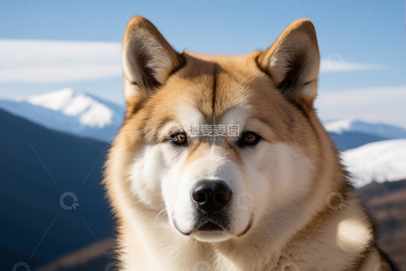 高清大图下载【趣麦麦图】户外高山前的狗特写