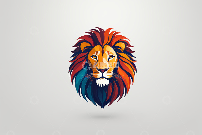 高清大图下载【趣麦麦图】彩色狮子头部艺术插图