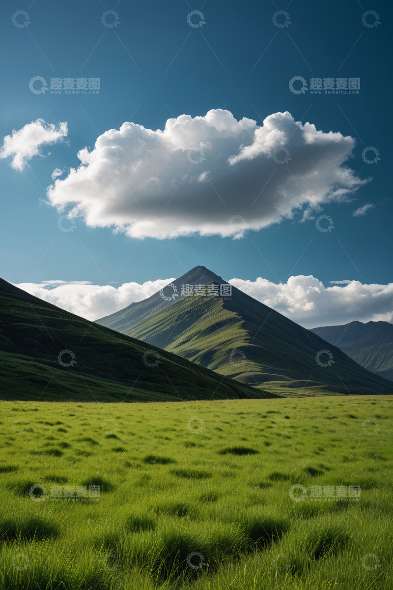 高清大图下载【趣麦麦图】草原山丘与蓝天白云景观