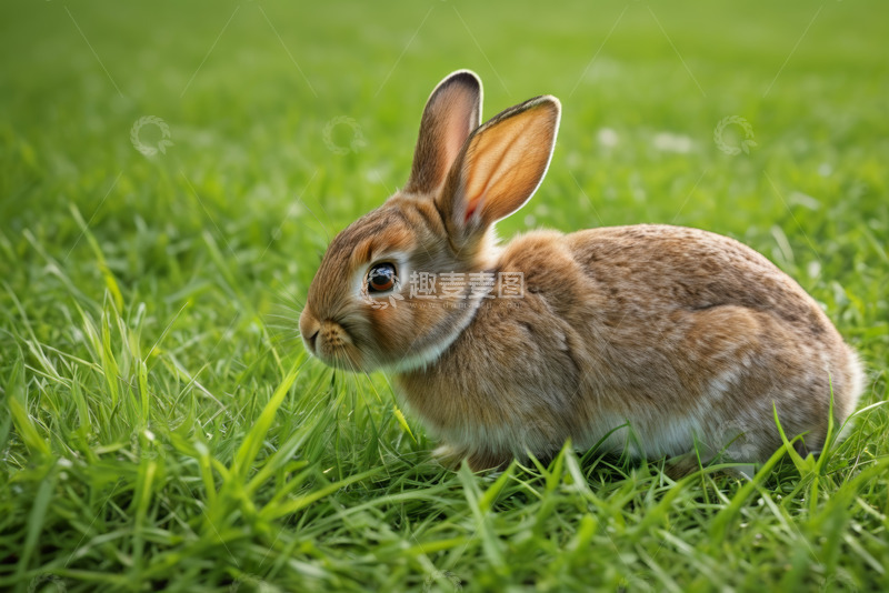 高清大图下载【趣麦麦图】草地上的棕色兔子