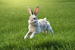 草地上跳跃的兔子