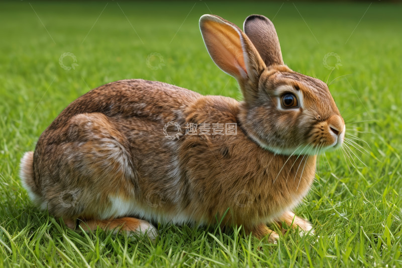 高清大图下载【趣麦麦图】草地上的棕色兔子特写