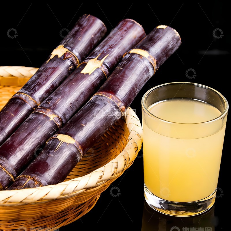 高清大图下载【趣麦麦图】紫皮甘蔗与一杯甘蔗汁