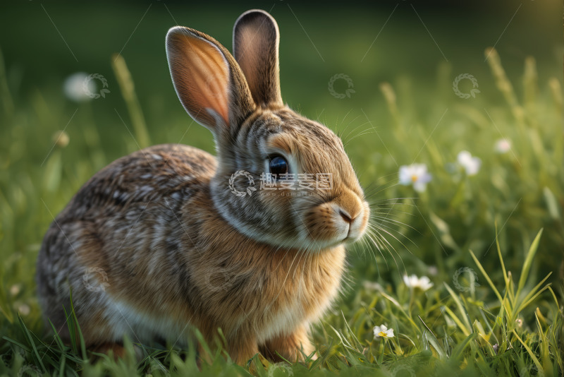 高清大图下载【趣麦麦图】草地上的棕色兔子特写