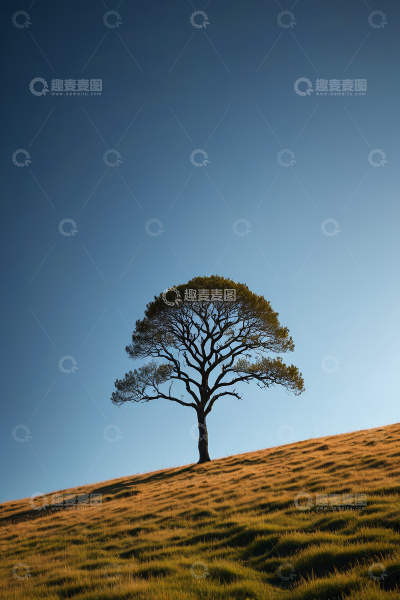 高清大图下载【趣麦麦图】山丘上的孤树自然景观