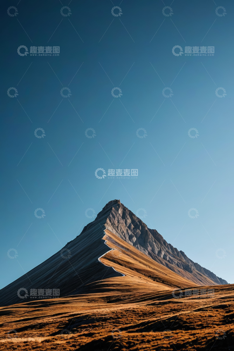 高清大图下载【趣麦麦图】巍峨山峰与蓝天背景风光