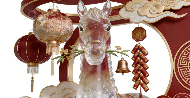 高清大图下载【趣麦麦图】春节庆典马雕塑装饰图案