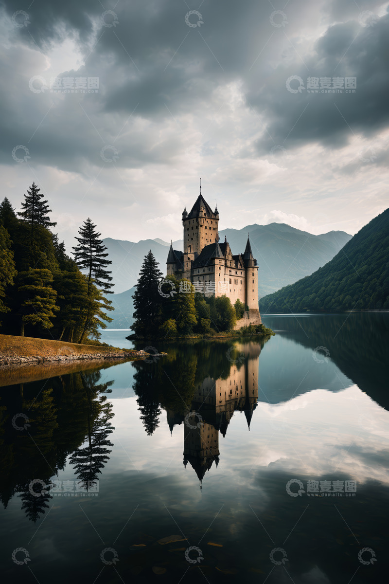 高清大图下载【趣麦麦图】湖畔城堡自然风光