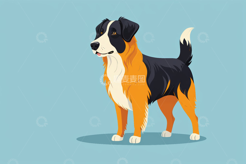 高清大图下载【趣麦麦图】站立的卡通狗插画素材