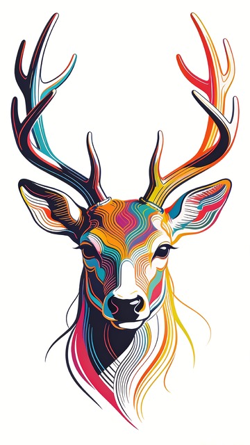 一只鹿头线条绘画
