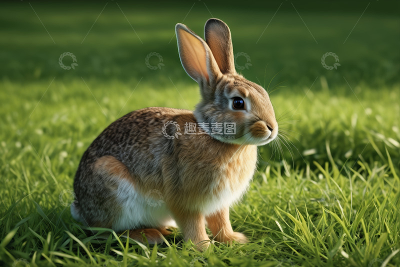高清大图下载【趣麦麦图】草地上的棕色兔子特写
