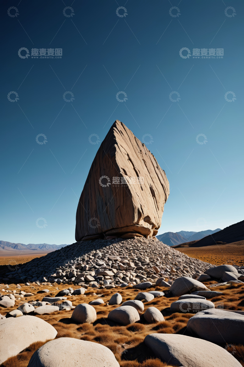 高清大图下载【趣麦麦图】荒野中巨大岩石自然景观