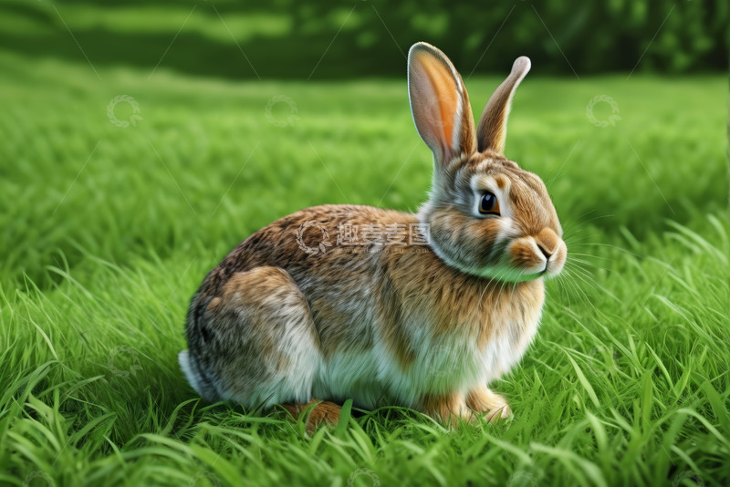 高清大图下载【趣麦麦图】草地上的棕色兔子
