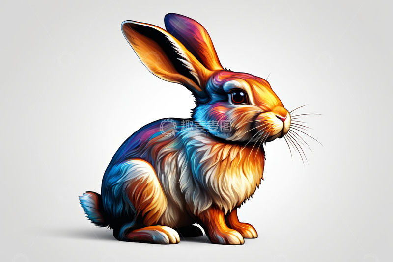 高清大图下载【趣麦麦图】彩色兔子插画素材