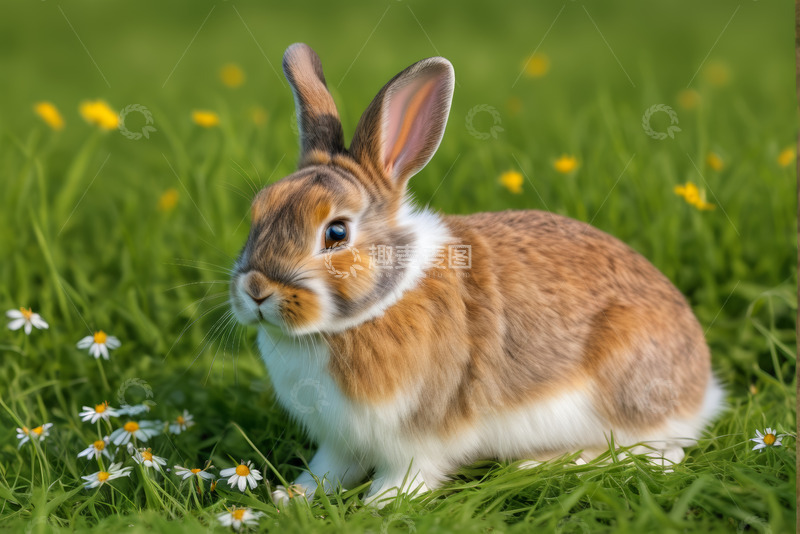 高清大图下载【趣麦麦图】草地上的可爱宠物兔子
