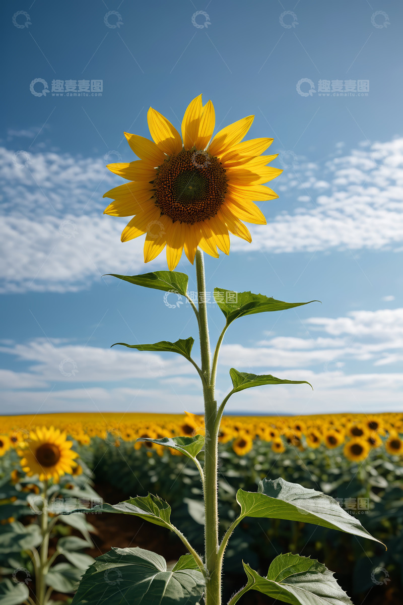 高清大图下载【趣麦麦图】阳光下的向日葵田野景象