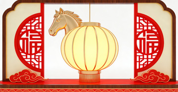 传统中国风马年灯笼设计