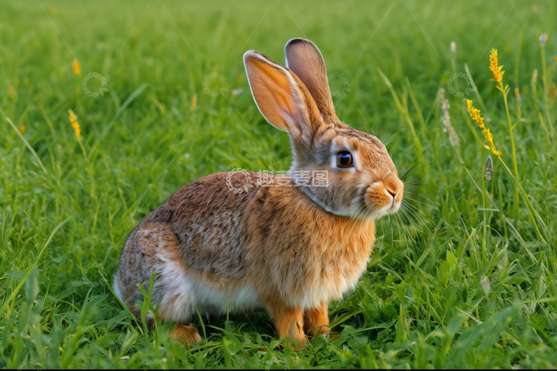高清大图下载【趣麦麦图】草地上的棕色兔子