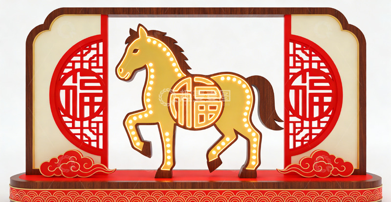 高清大图下载【趣麦麦图】传统中国风马年装饰图案