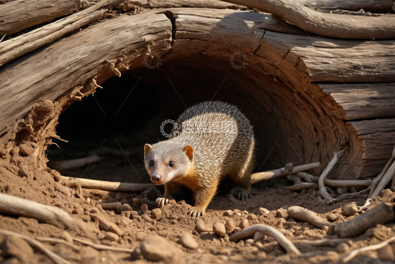 高清大图下载【趣麦麦图】洞穴口的猫鼬特写