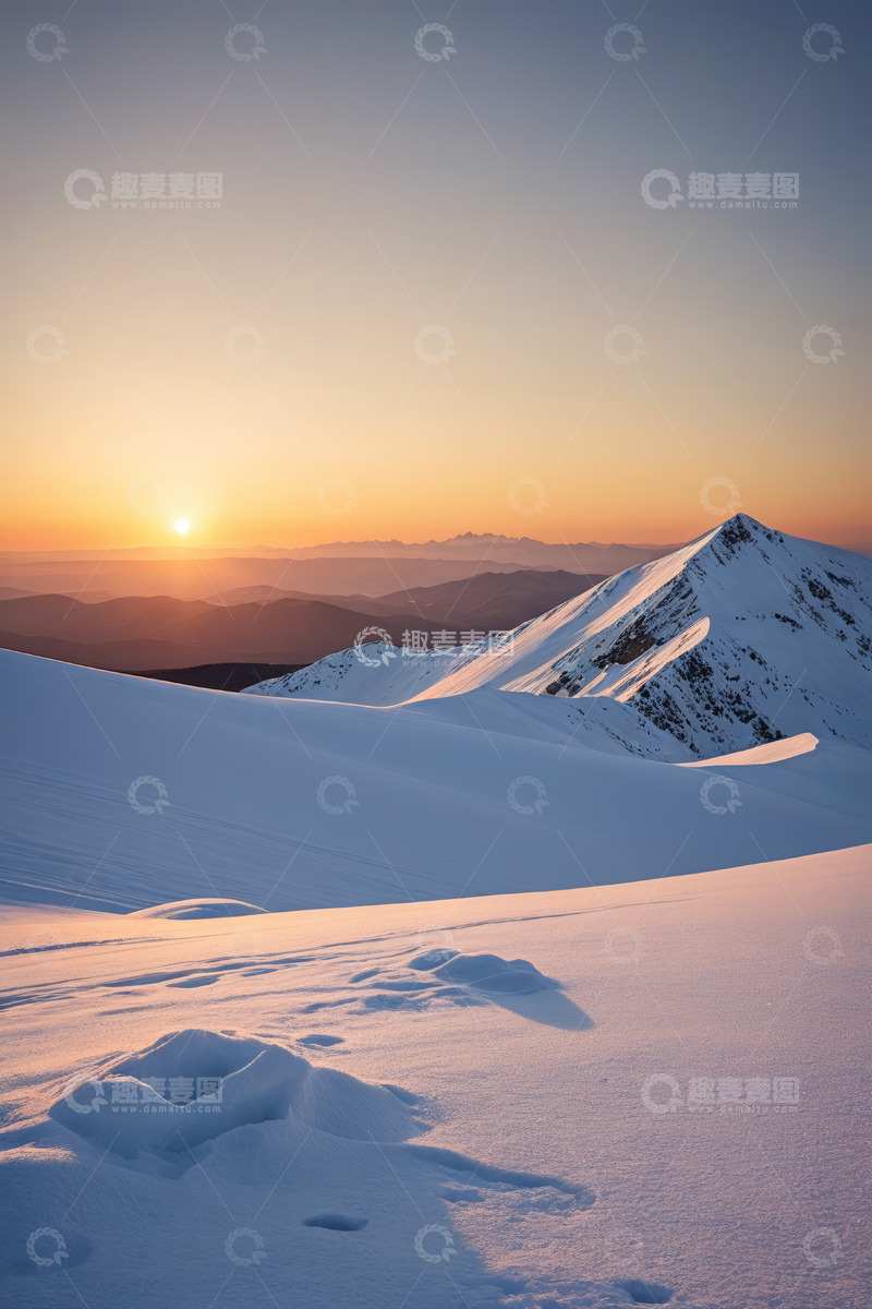 高清大图下载【趣麦麦图】雪山日出自然风光