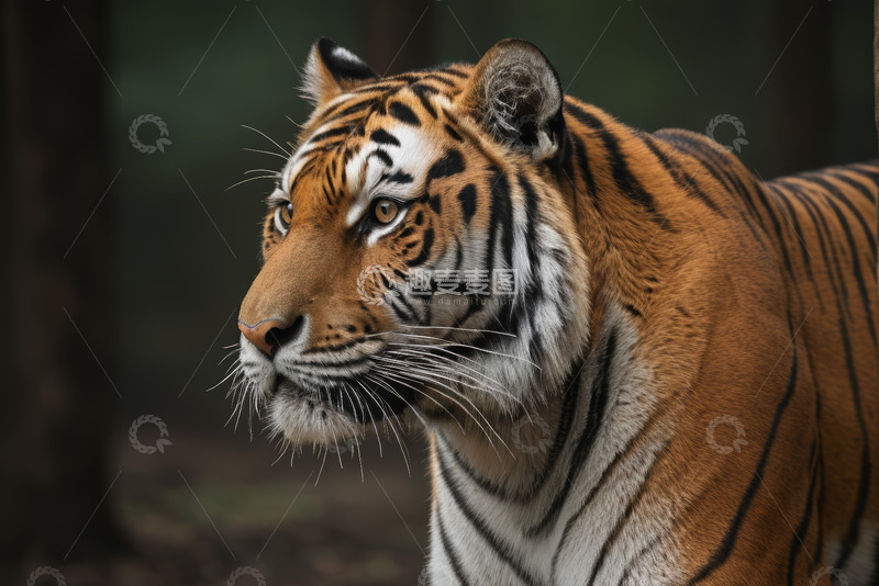高清大图下载【趣麦麦图】老虎森林侧视图