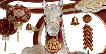 新年骏马灯笼装饰设计