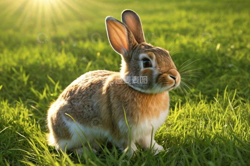 高清大图下载【趣麦麦图】草地上的可爱兔子