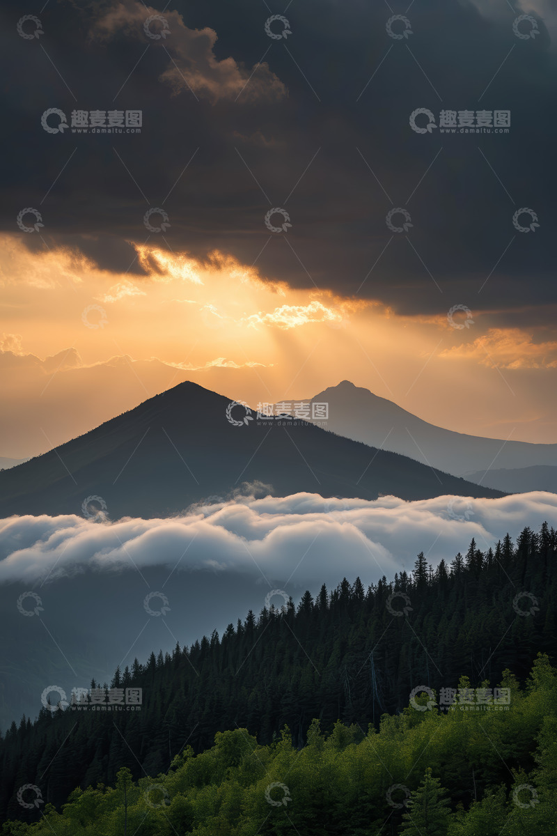 高清大图下载【趣麦麦图】山间云海日出自然景观