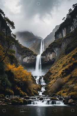 山间瀑布自然风光景色