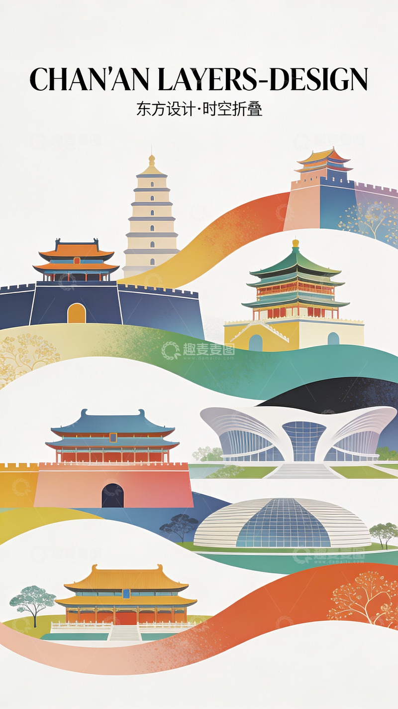 高清大图下载【趣麦麦图】西安时空折叠：古今建筑的东方交响