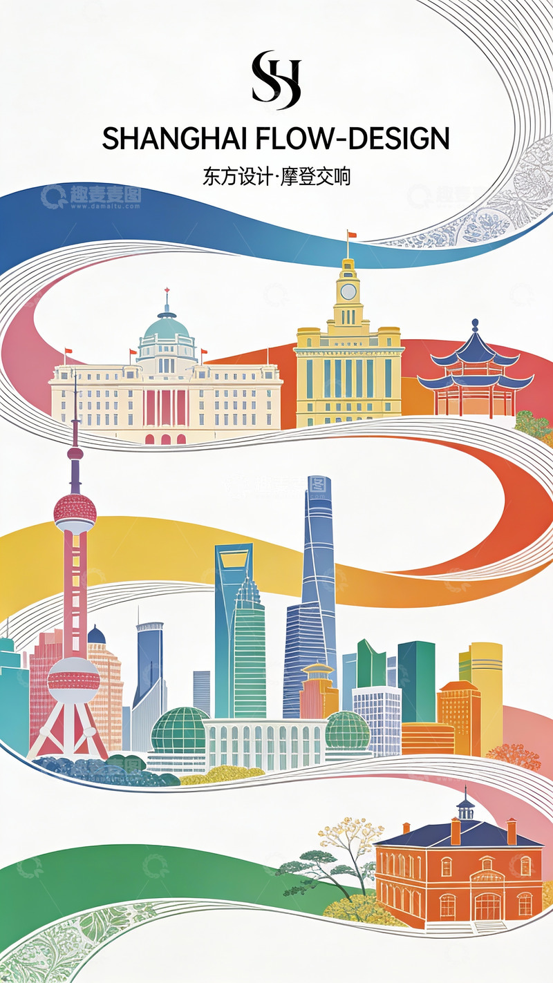 高清大图下载【趣麦麦图】上海摩登交响：中西建筑的流动韵律