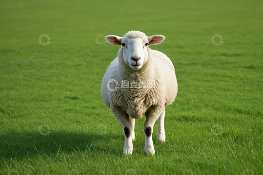 绿草地上站立的绵羊