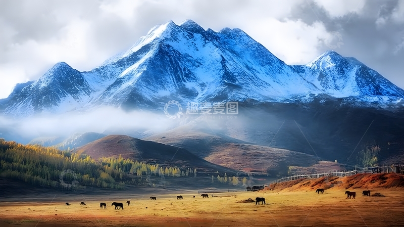 高清大图下载【趣麦麦图】雪山牧场风光摄影