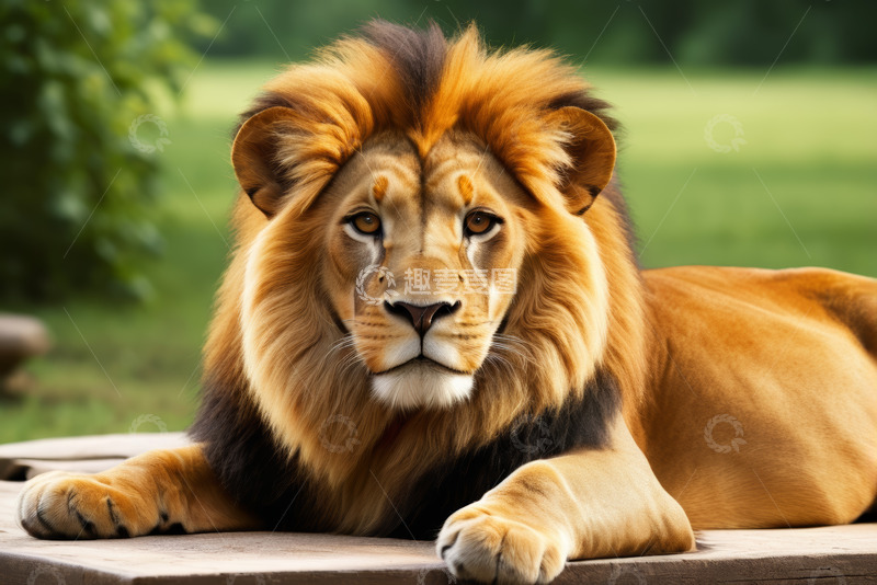 高清大图下载【趣麦麦图】雄狮趴卧休憩画面