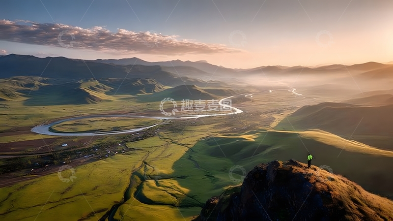 高清大图下载【趣麦麦图】山谷河流壮丽风光摄影