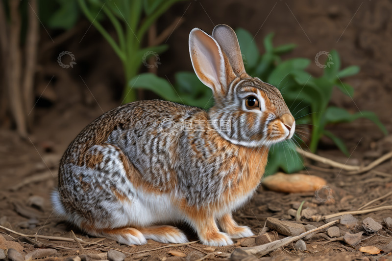 高清大图下载【趣麦麦图】蹲坐的野兔特写