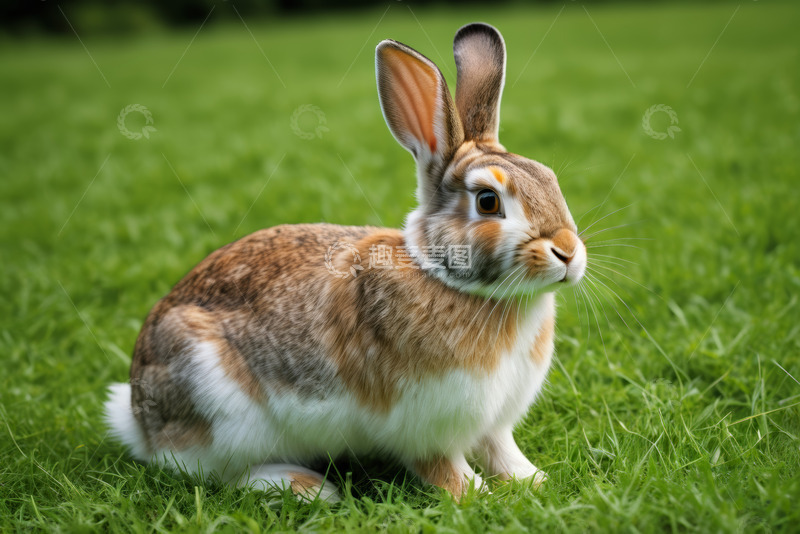 高清大图下载【趣麦麦图】草地上的棕色兔子特写