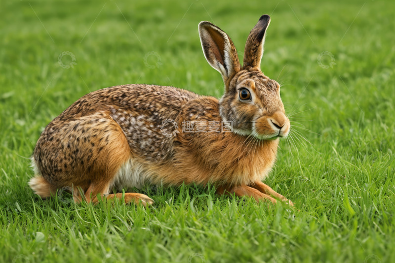 高清大图下载【趣麦麦图】草地上的棕色野兔
