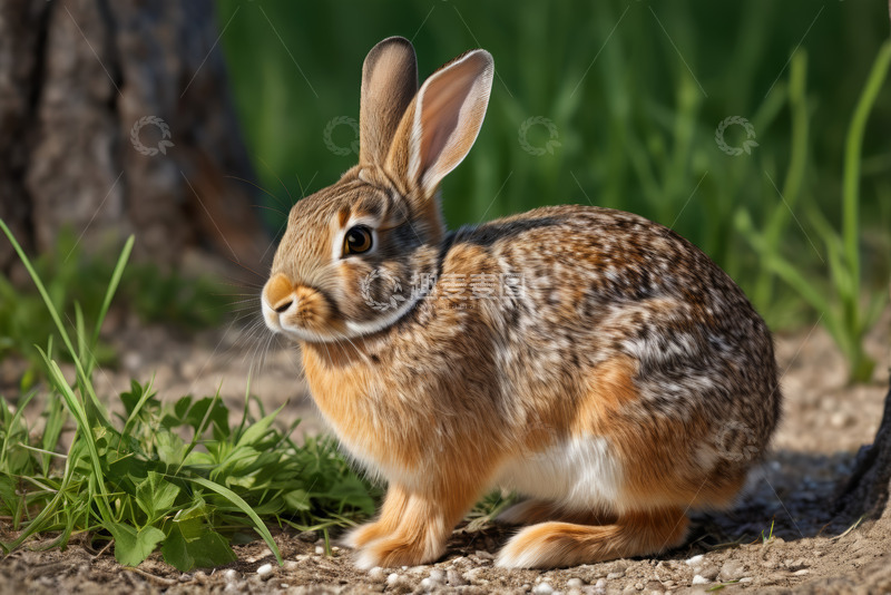 高清大图下载【趣麦麦图】自然环境中的棕色野兔