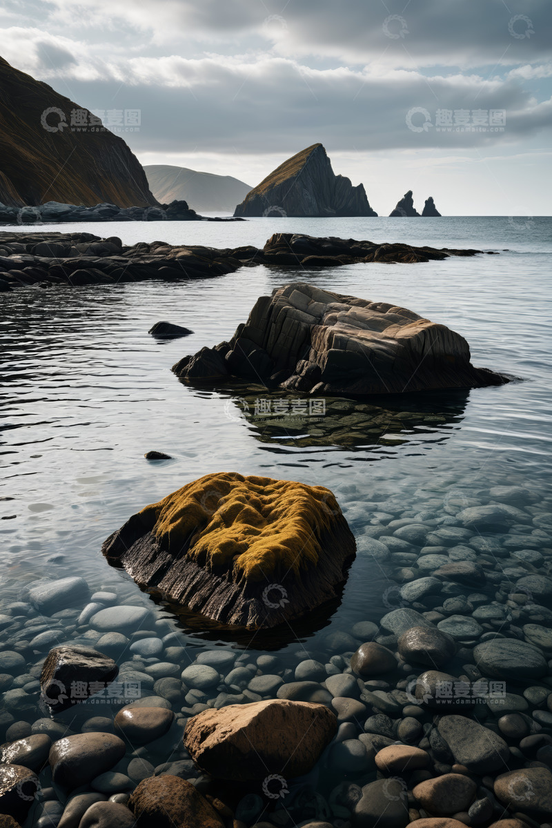 高清大图下载【趣麦麦图】海岸边的岩石与海水景观
