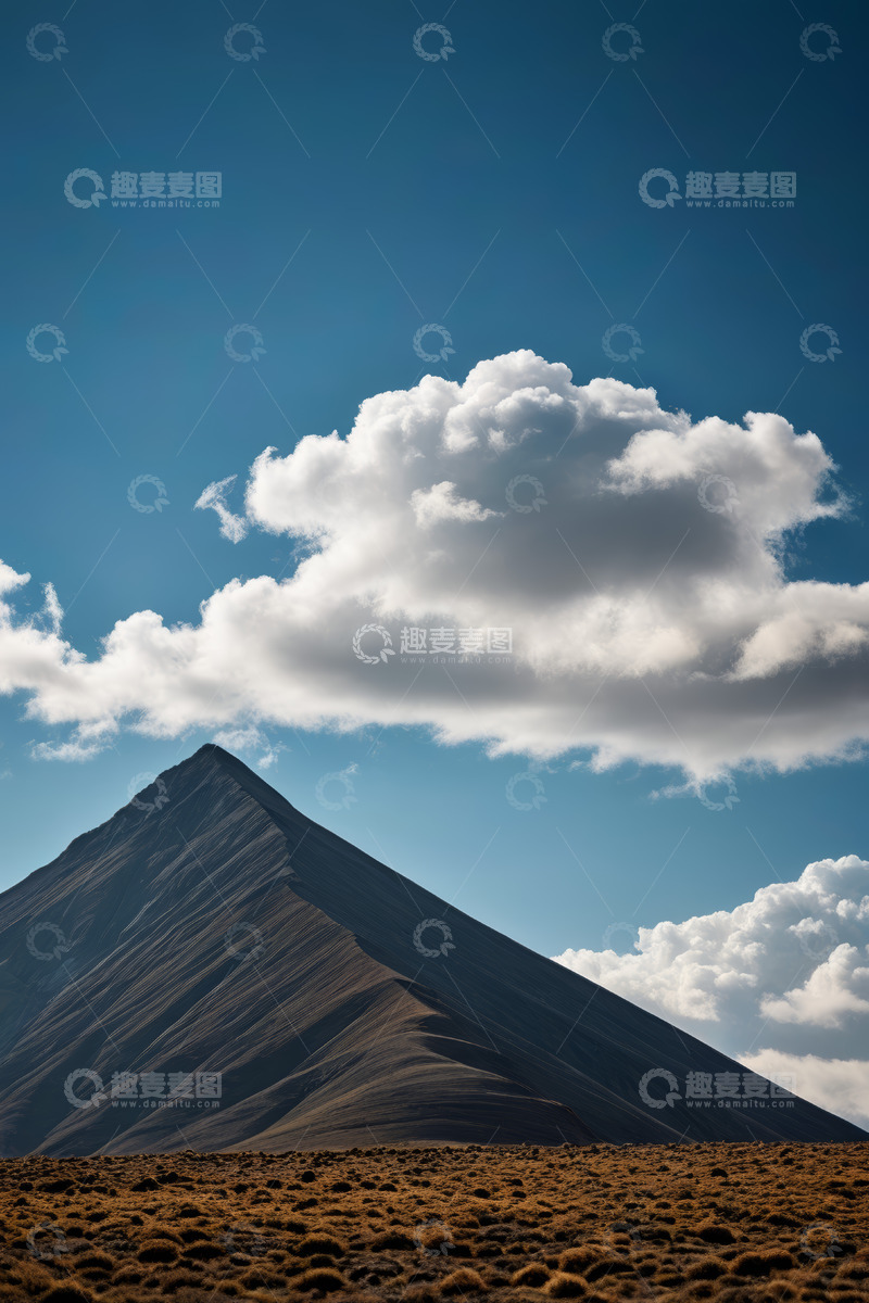 高清大图下载【趣麦麦图】蓝天白云下的山峰自然风光